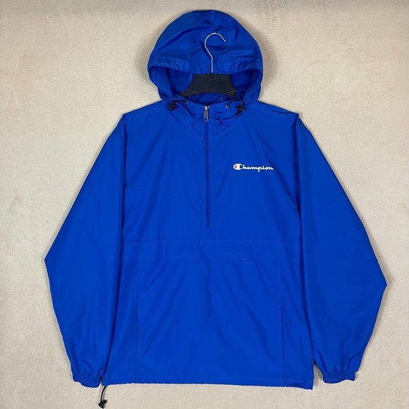 Champion Other - Champion 1/2 Zip Hoodie Windbreaker Rain Jacket Mens‎ S Blue Lightweight